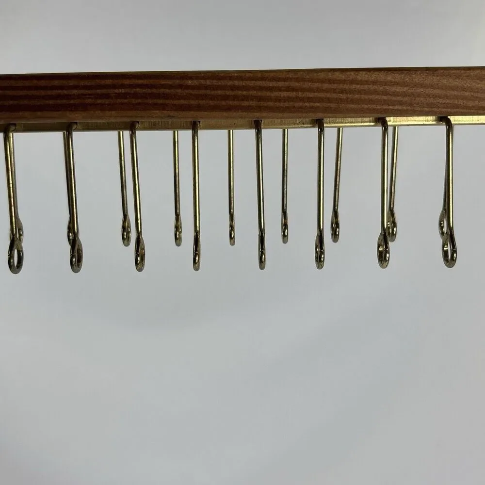Vintage Wood Metal Wall Mount 36 Hook Tie Rack Belt Scarf Organizer